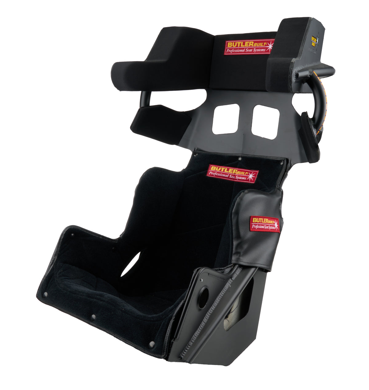 ButlerBuilt Factory Advantage Aluminum Seat Kit - 15 in Wide - 20 Degree Layback - 1 in Taller - Black Velour Cover