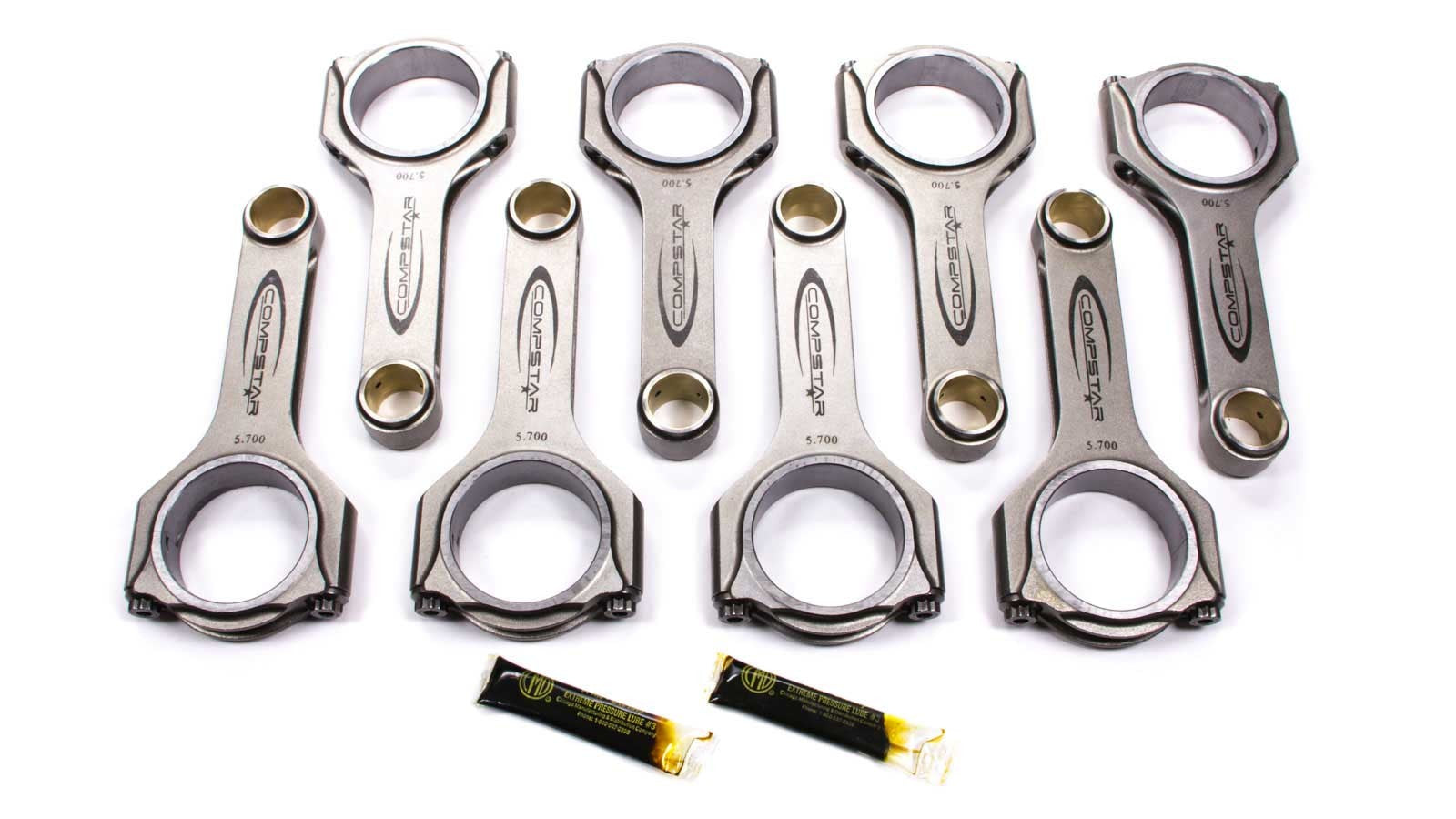 Callies Compstar H-Beam Connecting Rod - 6.200 in Long - Bushed - 7/16 in Cap Screws - Small Block Chevy (Set of 8)