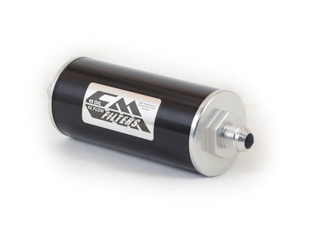 Canton In-Line Oil Filter - Synthetic Fiber Element - 10 AN Male Inlet - 10 AN Male Outlet - Black / Natural
