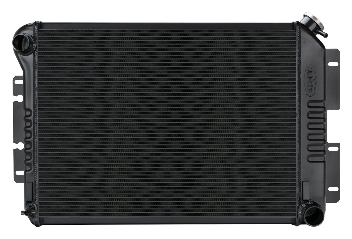 Cold-Case Black Night Rider Series Aluminum Radiator -31.25 in W x 18.5 in H x 3 in D - Left Side Inlet - Right Side Outlet - Black - Manual - Big Block Chevy - GM F-Body 1967-68