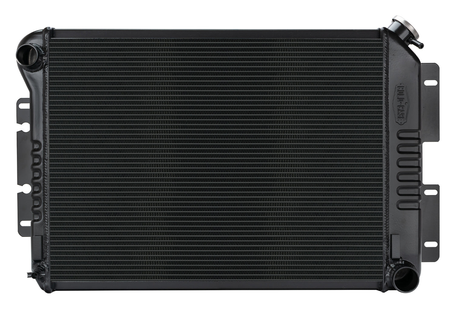 Cold-Case Black Night Rider Series Aluminum Radiator -31.25 in W x 18.5 in H x 3 in D - Left Side Inlet - Right Side Outlet - Black - Manual - Big Block Chevy - GM F-Body 1967-68