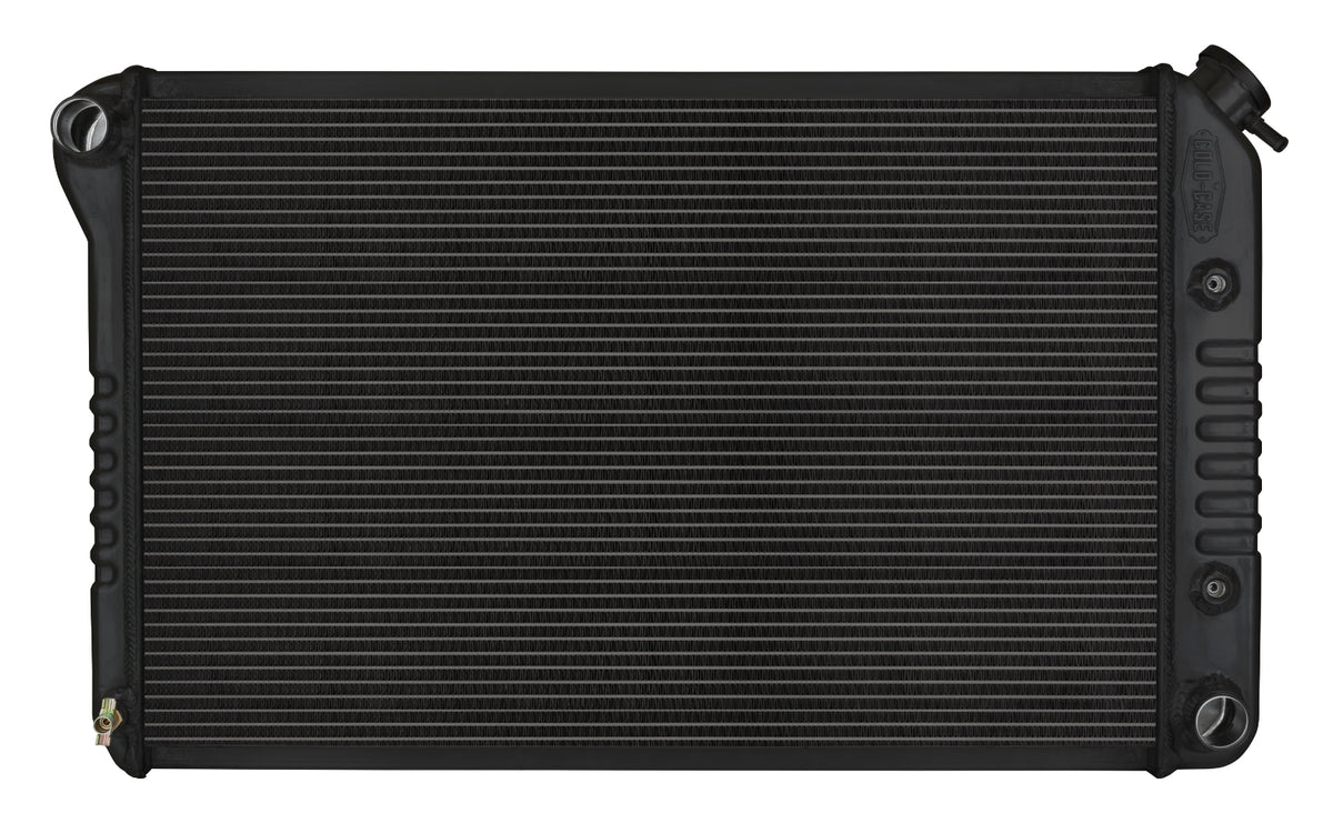Cold-Case Black Night Rider Series Aluminum Radiator - 32.5 in W x 19 in H x 3 in D - Left Side Inlet - Right Side Outlet - Black - Automatic - GM F-Body 1970-81