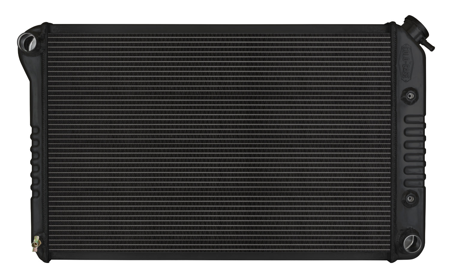 Cold-Case Black Night Rider Series Aluminum Radiator - 32.5 in W x 19 in H x 3 in D - Left Side Inlet - Right Side Outlet - Black - Automatic - GM F-Body 1970-81