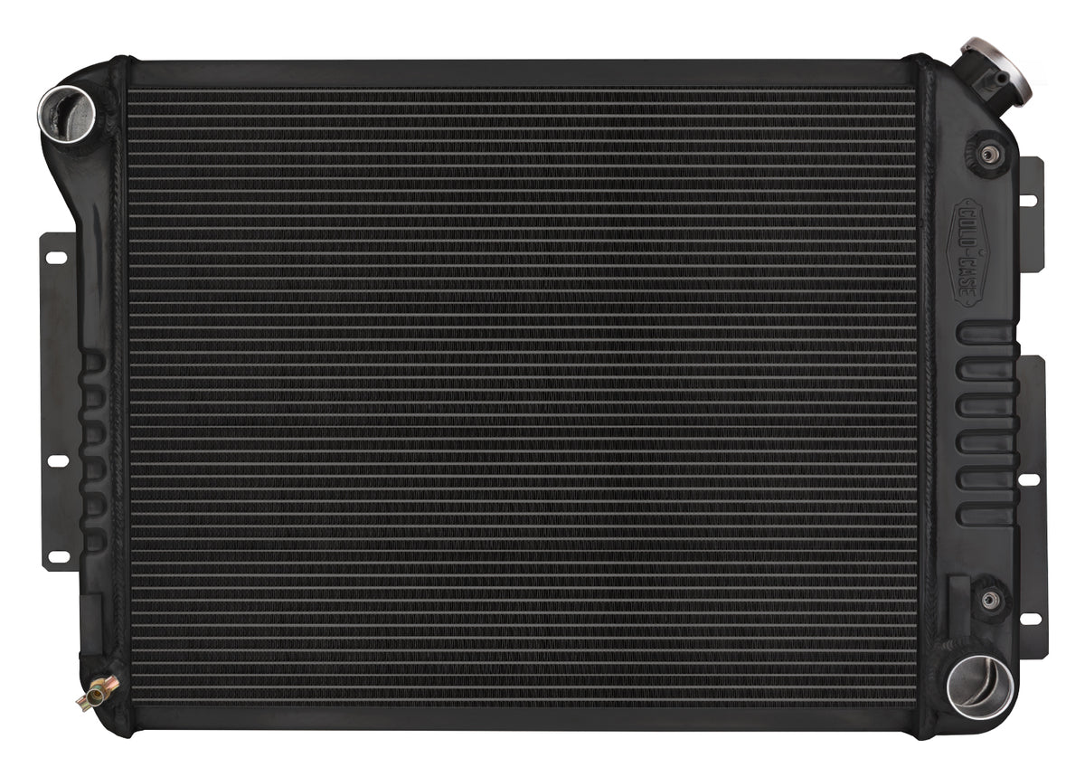 Cold-Case Black Night Rider Series Aluminum Radiator - 28.8 in W x 18.5 in H x 3 in D - Left Side Inlet - Right Side Outlet - Black - Automatic - GM F-Body 1967-69