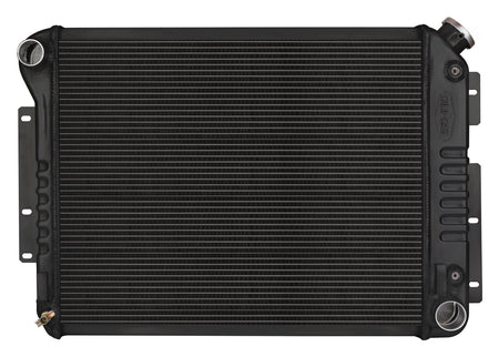 Cold-Case Black Night Rider Series Aluminum Radiator - 28.8 in W x 18.5 in H x 3 in D - Left Side Inlet - Right Side Outlet - Black - Automatic - GM F-Body 1967-69