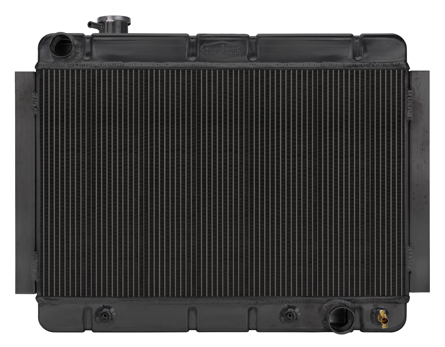 Cold-Case Black Night Rider Series Aluminum Radiator - 27.75 in W x 20.5 in H x 3 in D - Left Side Inlet - Right Side Outlet - Black - Automatic - GM A-Body 1966-67