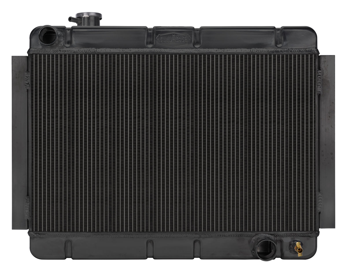 Cold-Case Black Night Rider Series Aluminum Radiator - 27.75 in W x 20.5 in H x 3 in D - Left Side Inlet - Right Side Outlet - Black - Manual - GM A-Body 1966-67