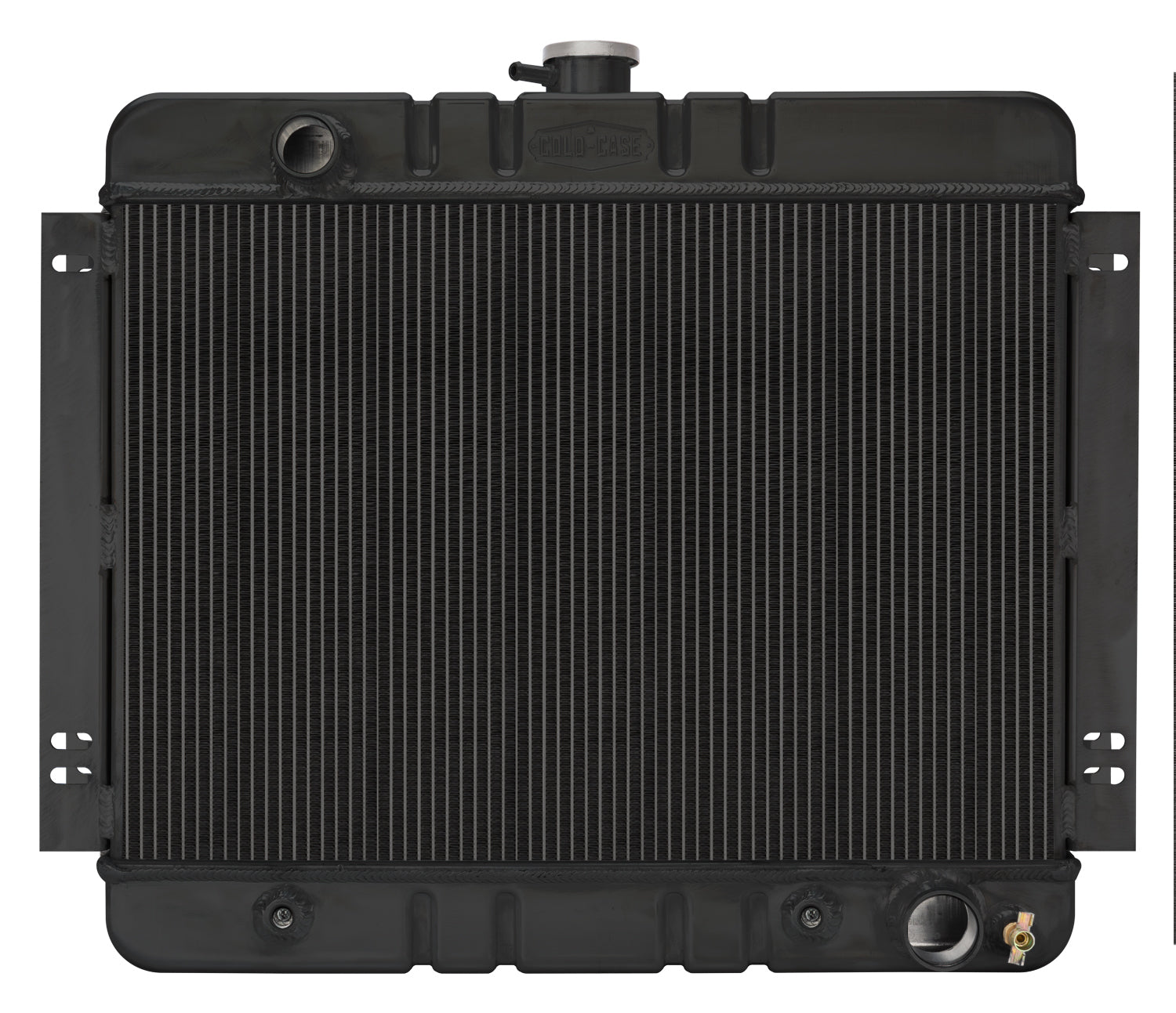 Cold-Case Black Night Rider Series Aluminum Radiator - 22.35 in W x 20.7 in H x 3 in D - Left Side Inlet - Right Side Outlet - Black - Automatic - GM X-Body 1962-67