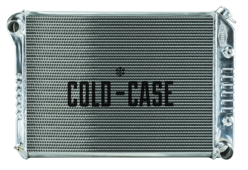Cold-Case Aluminum Radiator - 28.35 in W x 19 in H x 3 in D - Polished - Manual - GM X-Body 1968-79