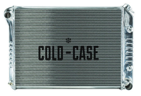 Cold-Case Aluminum Radiator - 28.35 in W x 19 in H x 3 in D - Polished - Manual - GM X-Body 1968-79