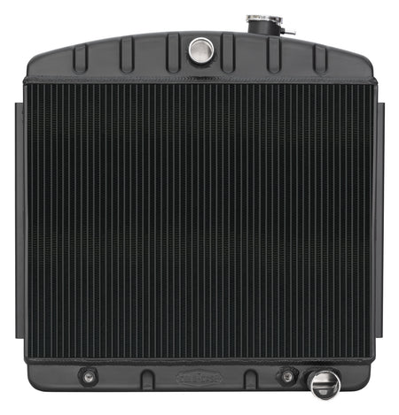 Cold-Case Black Night Rider Series Aluminum Radiator - 23.5 in W x 23.5 in H x 3 in D - Center Inlet - Right Side Outlet - Black - Chevy V8 - Chevy Fullsize Car 1955-57