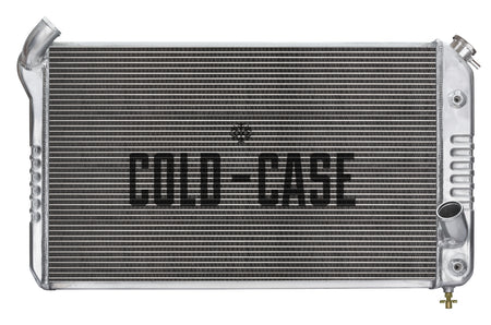 Cold-Case Aluminum Radiator - 31.75 in W x 19.5 in H x 3 in D - Left Side Inlet - Right Side Outlet - Polished - Chevy Corvette 1969-72