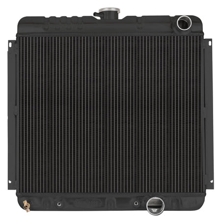 Cold-Case Black Night Rider Series Aluminum Radiator - 22.4 in W x 21.5 in H x 3 in D - Right Side Inlet - Right Side Outlet - Black - Automatic - Small Block Ford - Ford Mustang 1967-70