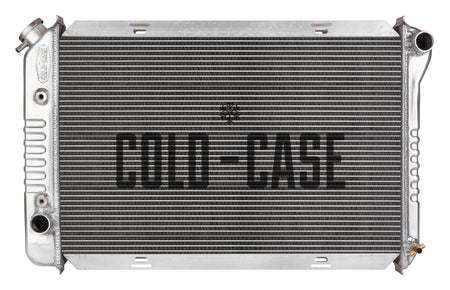 Cold-Case Aluminum Radiator - 31.75 in W x 19.75 in H x 3 in D - Right Side Inlet - Left Side Outlet - Polished - Ford Mustang 1971-73