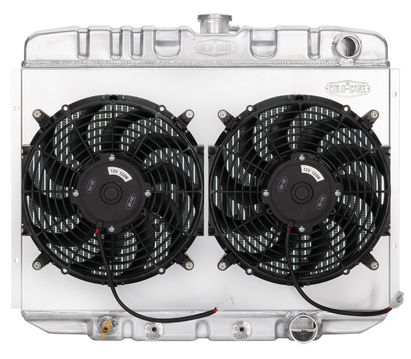 Cold-Case Aluminum Radiator - 25.5 in W x 21.5 in H x 6.75 in D - Right Side Inlet - Right Side Outlet - Polished - Ford Mustang 1967-70