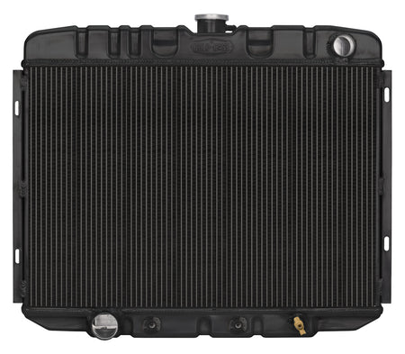 Cold-Case Black Night Rider Series Aluminum Radiator - 25 in W x 21.5 in H x 3 in D - Right Side Inlet - Left Side Outlet - Black - Automatic - Big Block Ford - Ford Mustang 1967-70