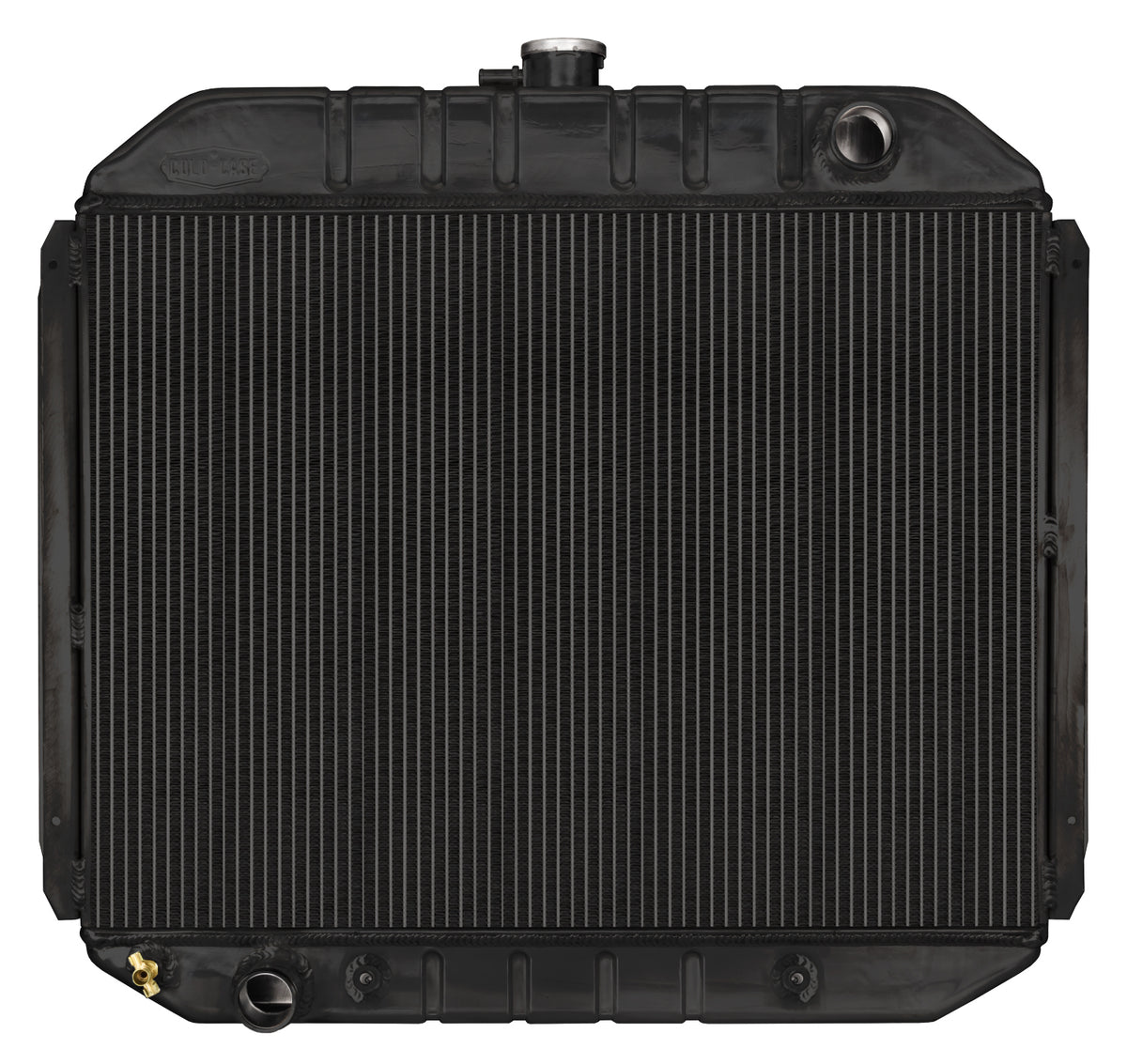 Cold-Case Black Night Rider Series Aluminum Radiator - 29.7 in W x 26.5 in H x 3 in D - Right Side Inlet - Left Side Outlet - Black - Automatic - Ford Fullsize Truck / Compact SUV 1966-79