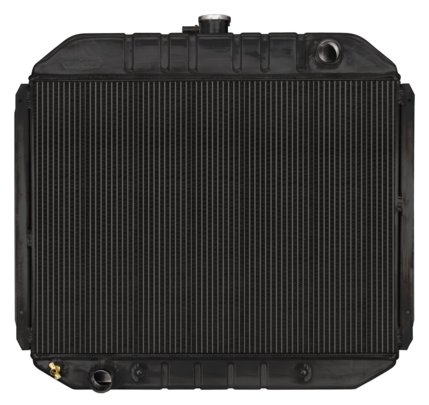 Cold-Case Black Night Rider Series Aluminum Radiator - 29.7 in W x 26.5 in H x 3 in D - Right Side Inlet - Left Side Outlet - Black - Automatic - Ford Fullsize Truck / Compact SUV 1966-79