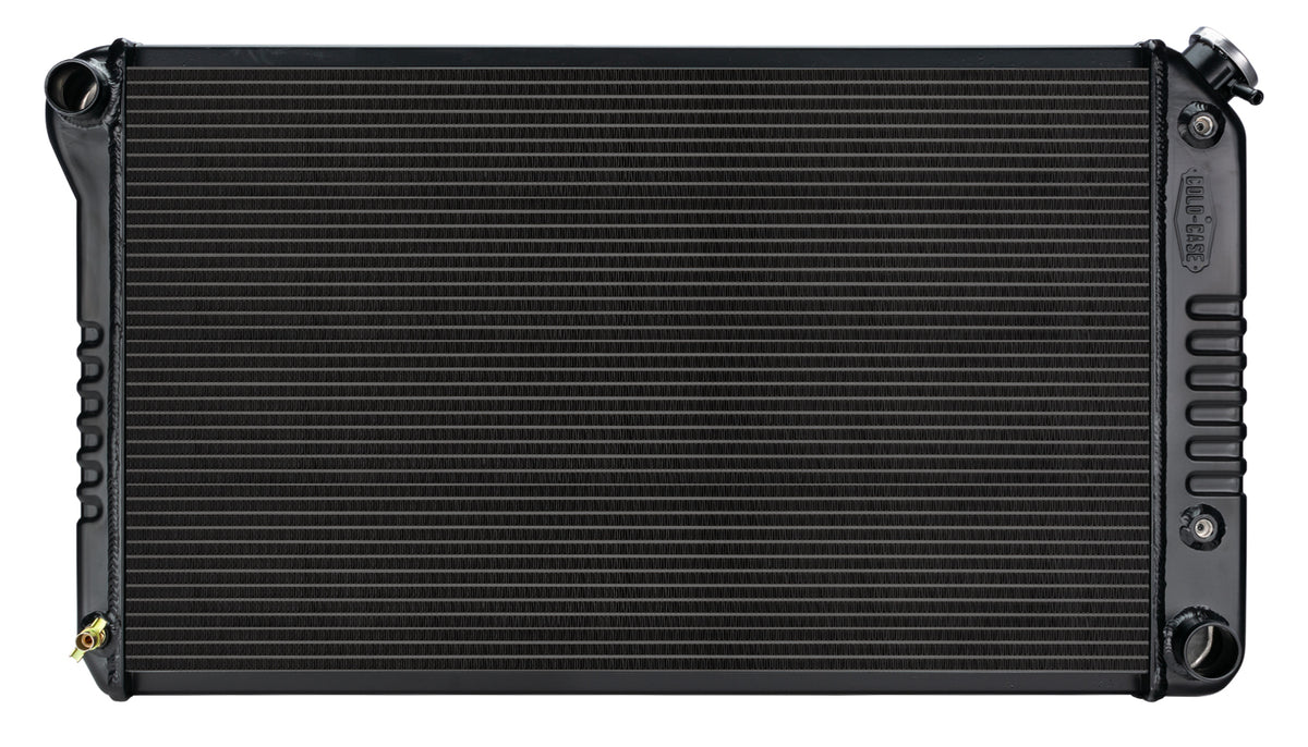 Cold-Case Black Night Rider Series Aluminum Radiator - 34.75 in W x 18.75 in H x 3 in D - Left Side Inlet - Right Side Outlet - Black - Automatic - GM A-Body 1968-77