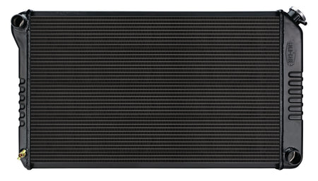 Cold-Case Black Night Rider Series Aluminum Radiator - 34.75 in W x 18.75 in H x 3 in D - Left Side Inlet - Right Side Outlet - Black - Manual - GM A-Body 1968-77