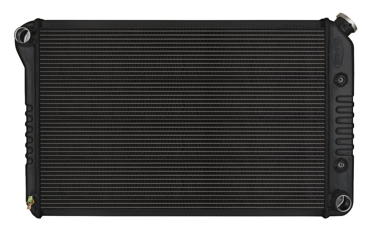 Cold-Case Black Night Rider Series Aluminum Radiator - 31.5 in W x 18.5 in H x 3 in D - Left Side Inlet - Right Side Outlet - Black - GM G-Body 1978-88