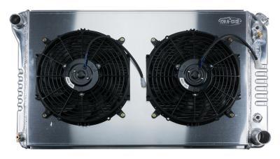 Cold-Case Aluminum Radiator & Fan Kit - 34.33 in W x 21 in H x 3 in D - Polished - Auto - GM Fullsize SUV / Truck 1977-87