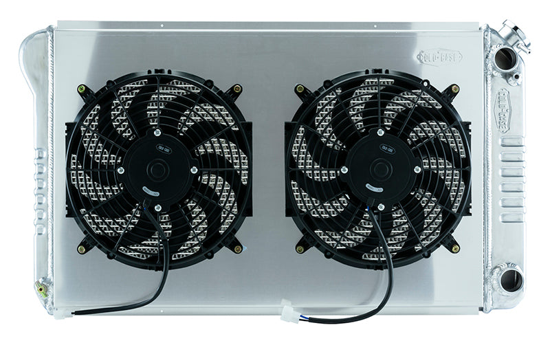 Cold-Case Aluminum Radiator & Fan Kit - 34.33 in W x 21 in H x 6.75 in D - Polished - Auto - GM LS-Series - GM Fullsize Truck 1977-87