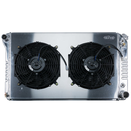 Cold-Case Aluminum Radiator and Fan - 34.15 in W x 18.6 in H x 3 in D - 1977-87 GM Fullsize Truck - Polished