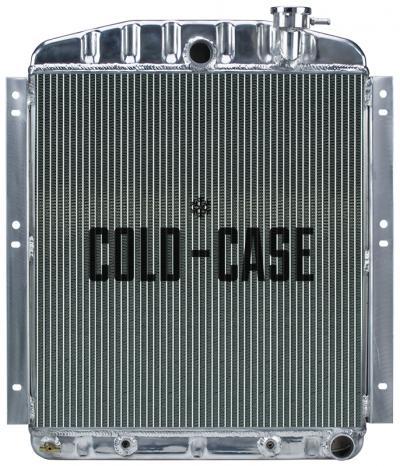 Cold-Case Aluminum Radiator - 22.6 in W x 26.2 in H x 3 in D - Center Inlet - Right Side Outlet - Polished - Chevy Truck 1948-54