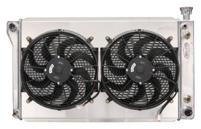 Cold-Case Aluminum Radiator & Fan Kit - 33.85 in W x 20.4 in H x 3 in D - Polished - GM Fullsize Truck 1988-98 GMT572ASK
