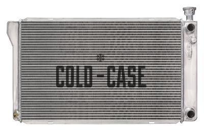 Cold-Case Aluminum Radiator - 33.85 in W x 20.4 in H x 3 in D - Right Side Inlet - Right Side Outlet - Polished - GM Fullsize Truck 1988-98