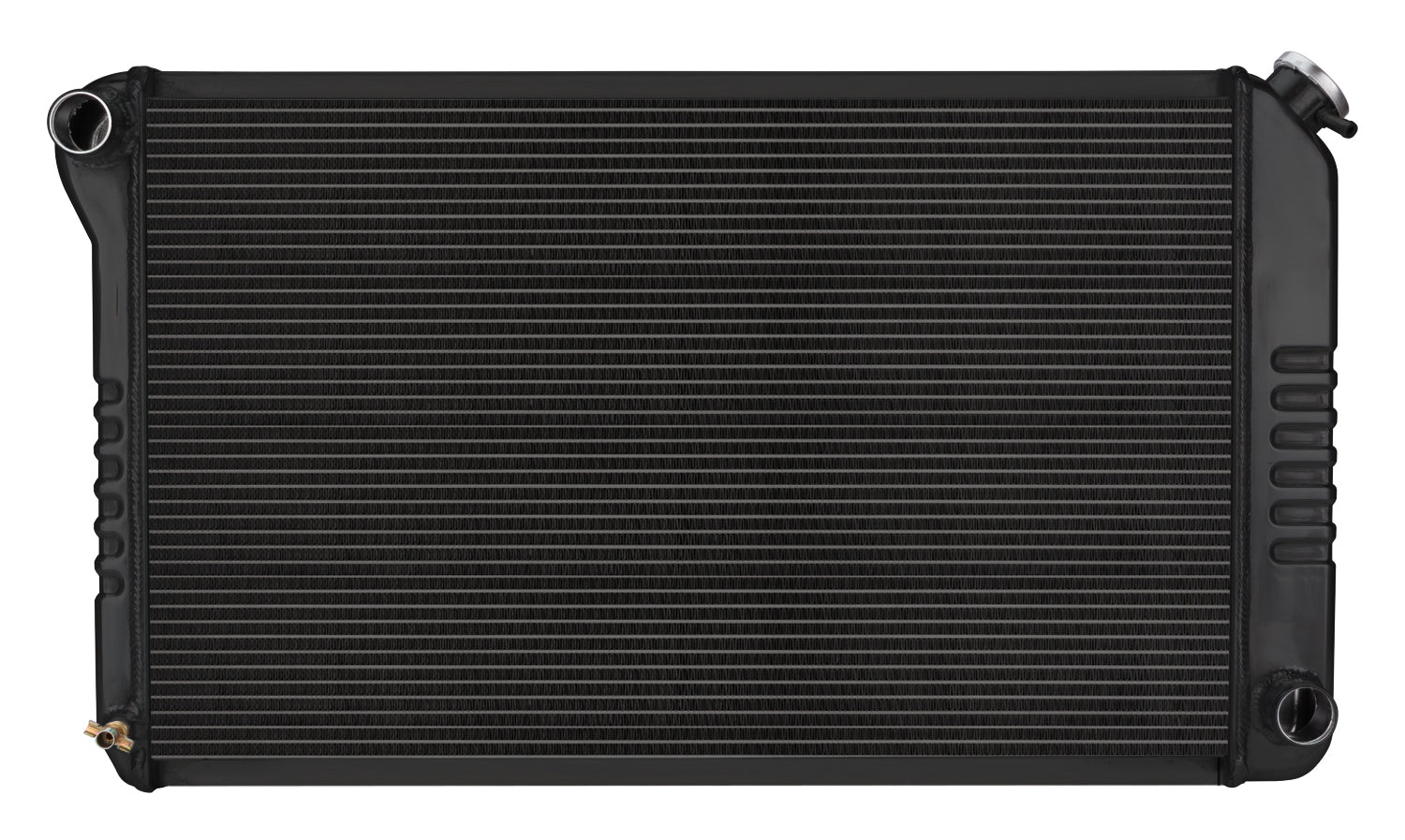 Cold-Case Black Night Rider Series Aluminum Radiator - 33.2 in W x 18.8 in H x 3 in D - Left Side Inlet - Right Side Outlet - Black - Manual - GM F-Body 1970-81