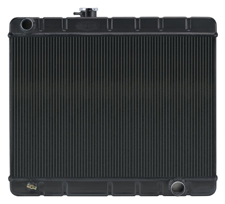 Cold-Case Black Night Rider Series Aluminum Radiator - 25.25 in W x 20.125 in H x 3 in D - Left Side Inlet - Right Side Outlet - Black - Manual - GM A-Body 1966-67