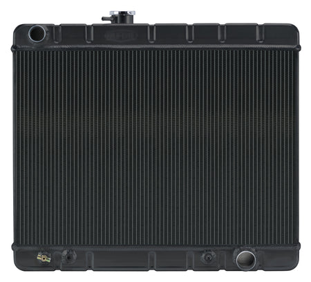 Cold-Case Black Night Rider Series Aluminum Radiator - 25.5 in W x 21.875 in H x 3 in D - Left Side Inlet - Right Side Outlet - Black - Automatic - GM A-Body 1966-67