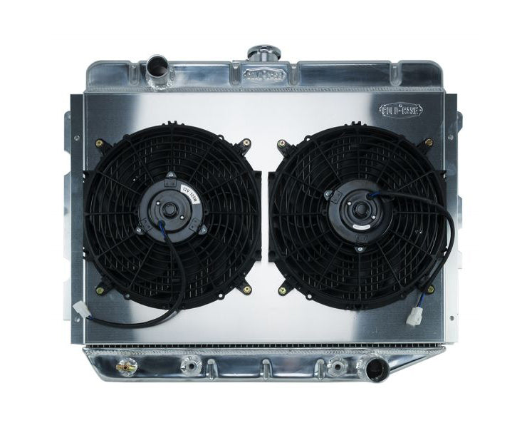 Cold-Case Aluminum Radiator & Fan Kit - 29 in W x 23 in H x 3 in D - Polished - Auto - Mopar A-Body / B-Body / C-Body / E-Body 1966-74