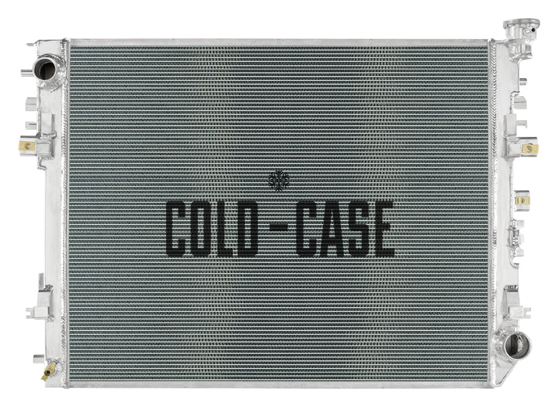 Cold-Case Aluminum Radiator - 33.6 in W x 22.75 in H x 1.75 in D - Left Side Inlet - Right Side Outlet - Polished - Dodge Ram Fullsize Truck 2009-20