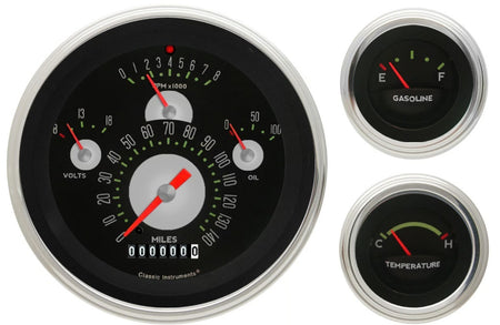 Classic Instruments 1957 Chevy Authentic Package Gauge Kit - Black Face