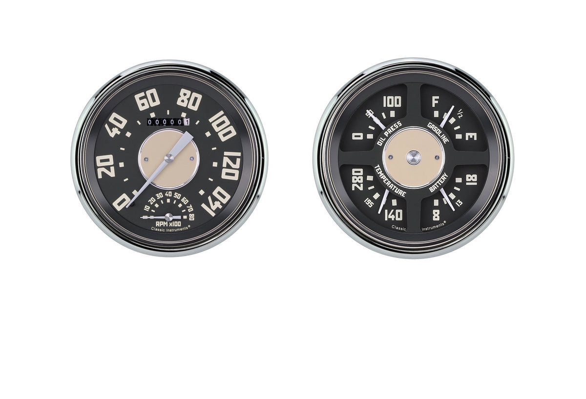 Classic Instruments Chevy Truck Package Gauge Kit - Black Face - GM Fullsize Truck 1947-53