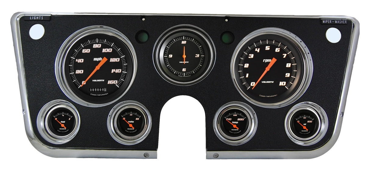 Classic Instruments Velocity Series Gauge Kit - Black Face - GM Fullsize Truck 1967-72