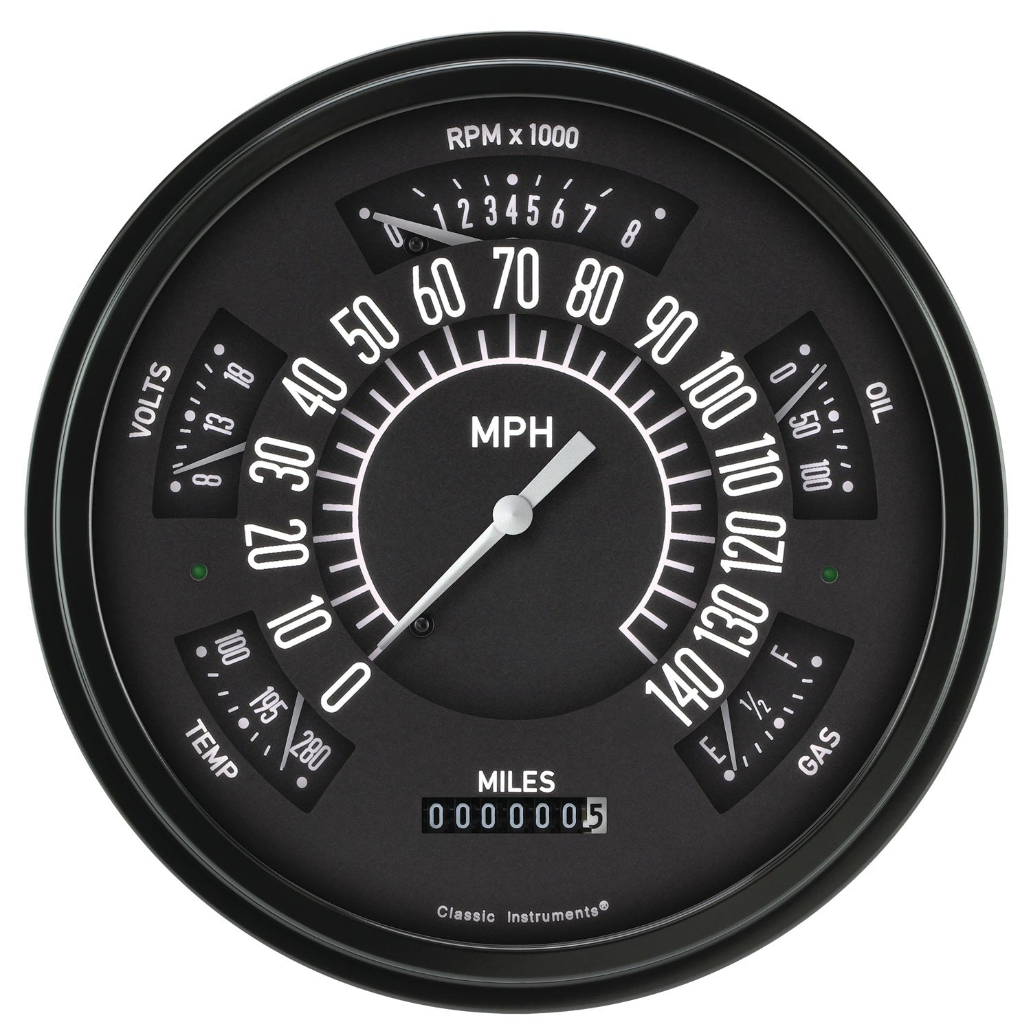 Classic Instruments Ford Bronco Package Gauge Kit - Black Face - Ford Compact SUV 1966-77