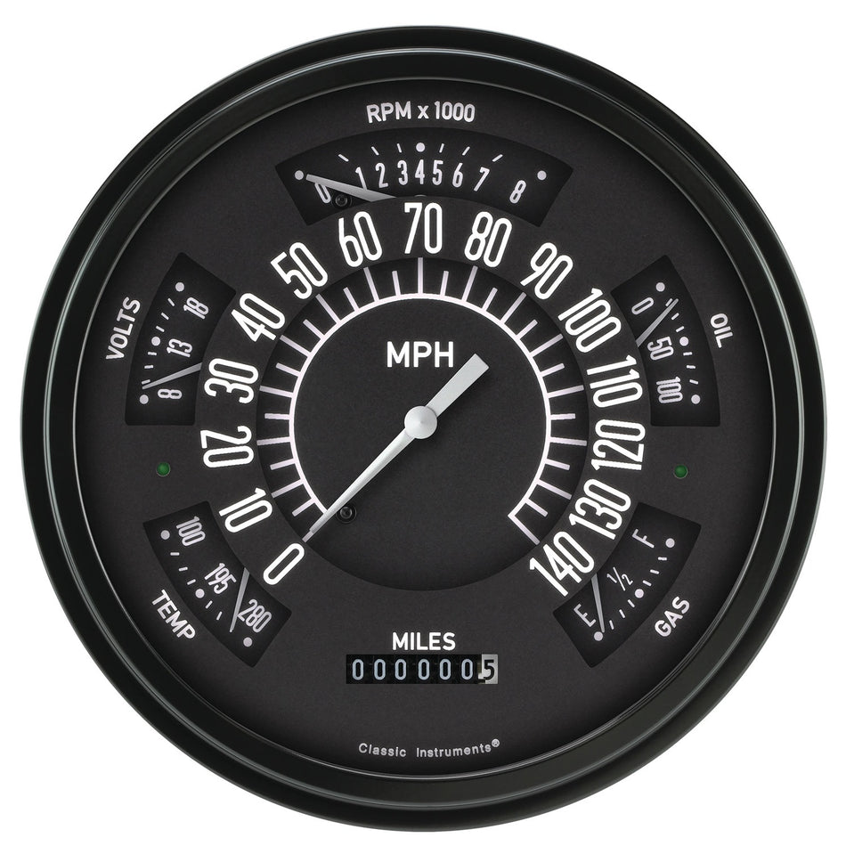 Classic Instruments Ford Bronco Package Gauge Kit - Black Face - Ford Compact SUV 1966-77