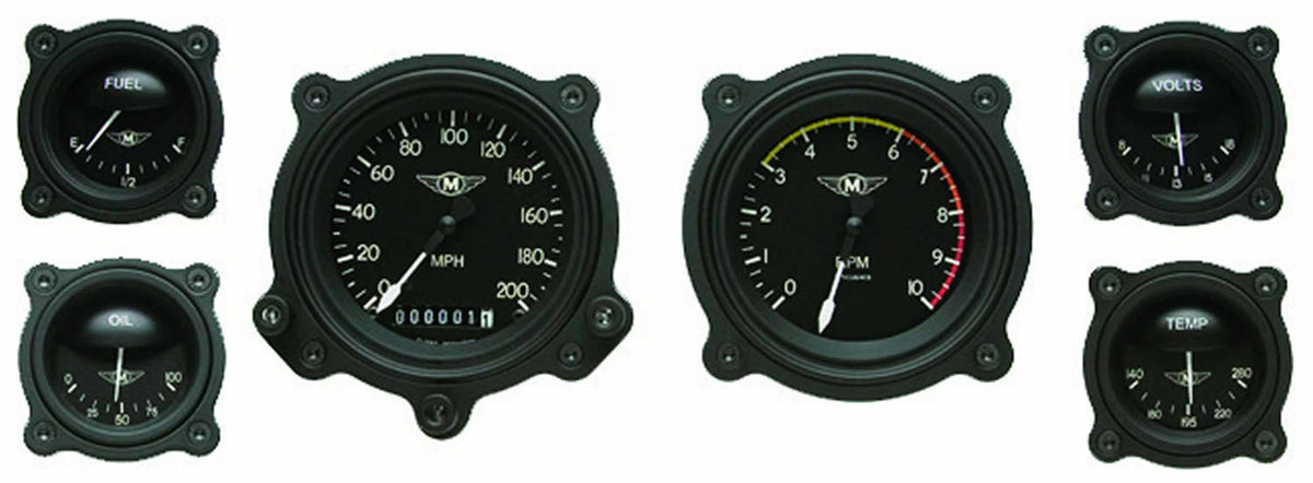 Classic Instruments Moal Bomber Series Gauge Kit - Black Face