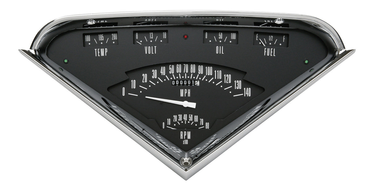 Classic Instruments Tach Force Gauge Kit - Black / Chrome Panel - GM Fullsize Truck 1955-59
