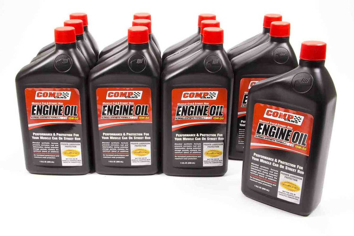 Comp Cams Muscle Car and Street Rod 15W50 Semi-Synthetic Motor Oil - 1 Qt Bottle (Case of 12)