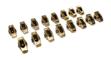 Comp Cams Ultra Gold ARC Aluminum Roller Rocker Arm - 7/16 in Stud Mount - 1.60 Ratio - Gold - AMC / Oldsmobile / Small Block Ford V8 (Set of 16)