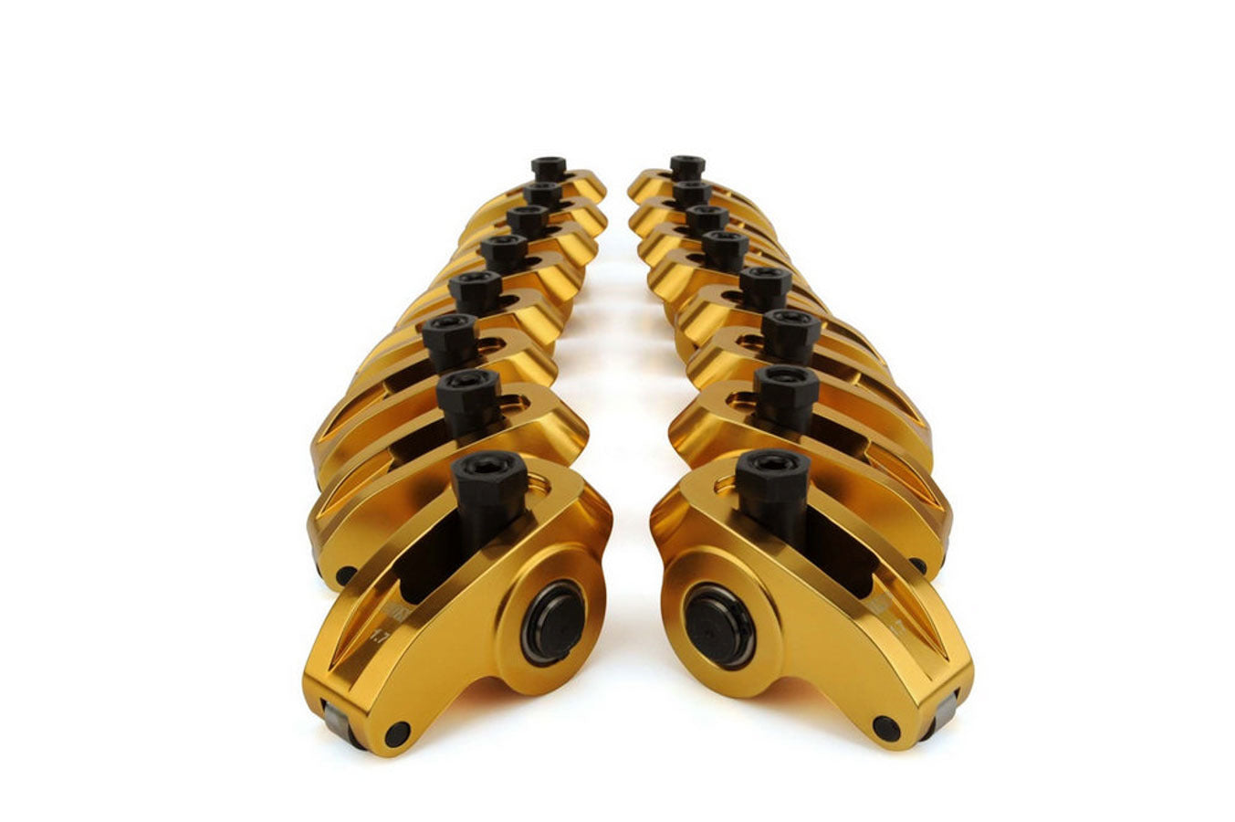 Comp Cams Ultra Gold ARC Aluminum Roller Rocker Arm - 7/16 in Stud Mount - 1.73 Ratio - Gold - Big Block Ford / Cleveland / Modified (Set of 16)