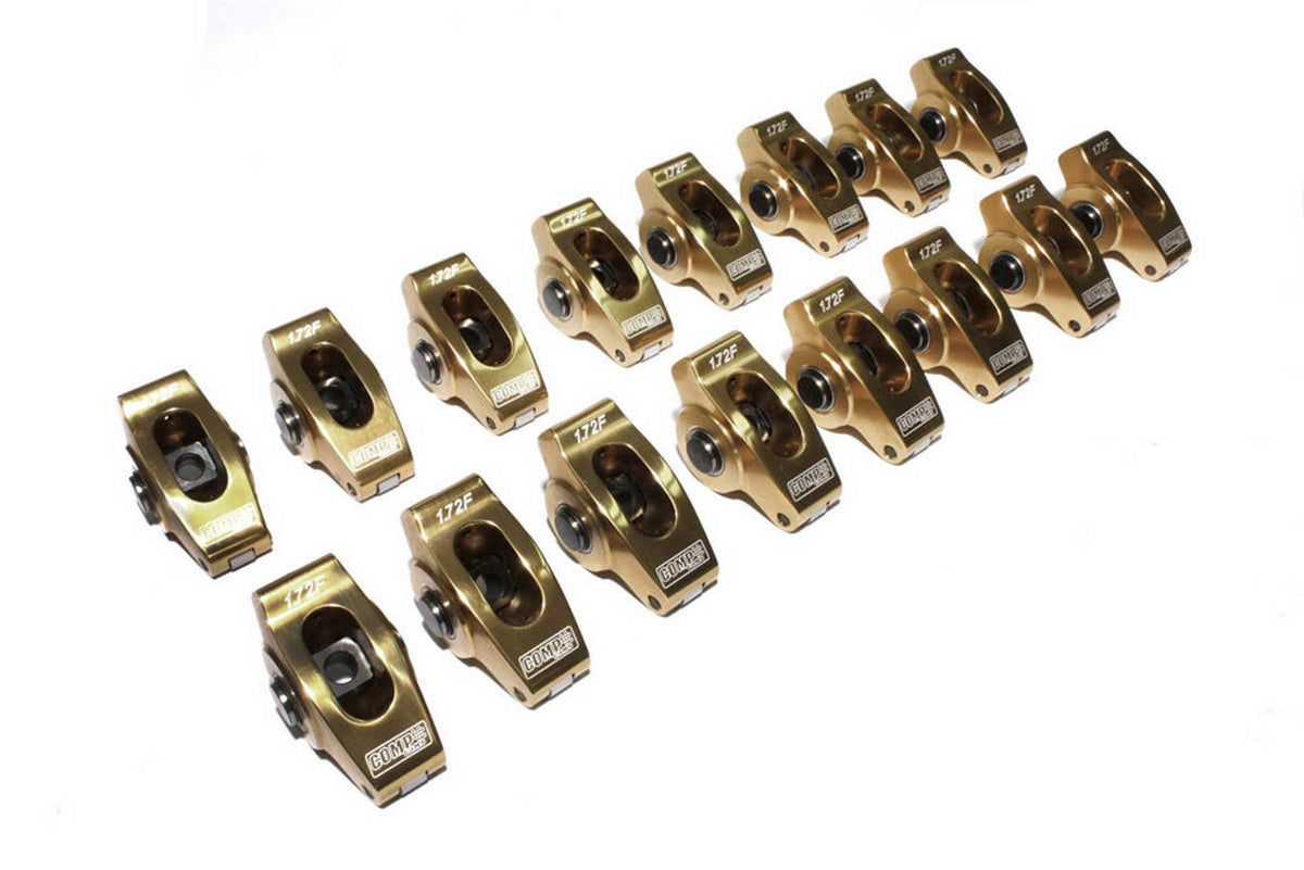 Comp Cams Aluminum Roller Rocker Arm - 7/16 in Stud Mount - 1.72 Ratio - Red - Small Block Ford (Set of 16)