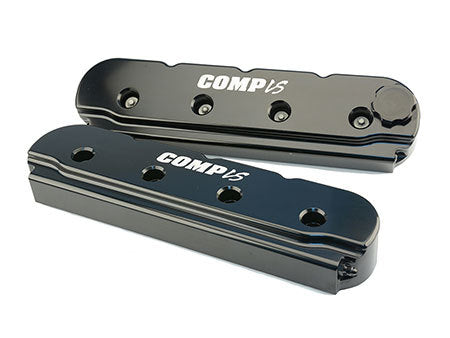 Comp Cams Tall Valve Covers - COMP Cams Logo - Black Wrinkle - GM LS-Series (Pair)