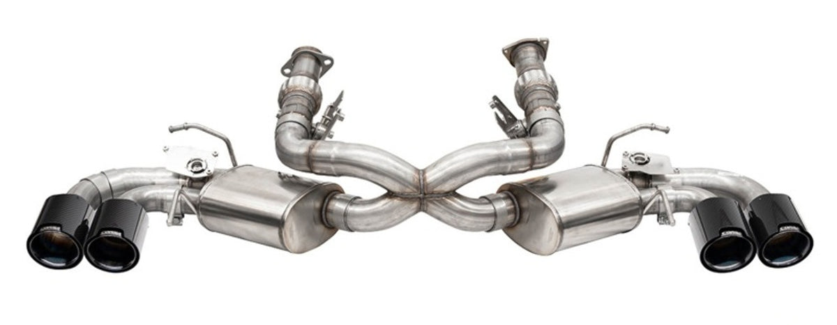 Corsa Axle-Back 3 in Diameter Stainless Exhaust System - Dual Rear Exit - 4.5 in Black Carbon Fiber Tips - Chevy Corvette 2020-24