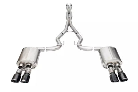 Corsa Xtreme Cat-Back Stainless Exhaust System - 3 in Diameter - Dual Rear Exit - 4 in Black Polished Tips - Ford Coyote - Ford Mustang 2024